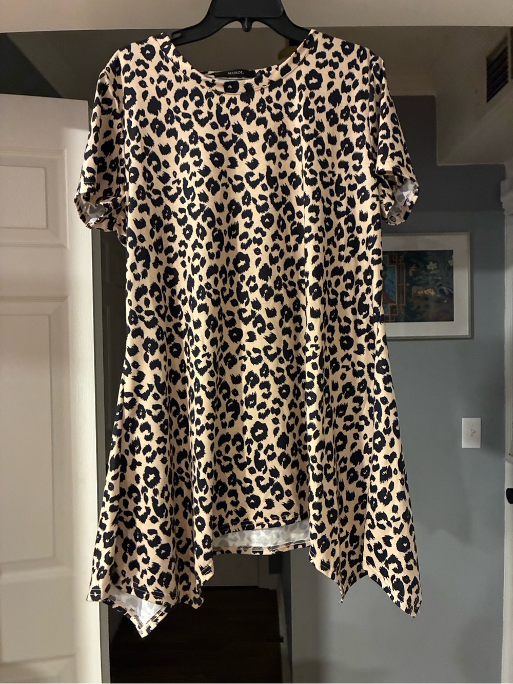 XL Leopard Print Beige and Black Short Sleeve Dress